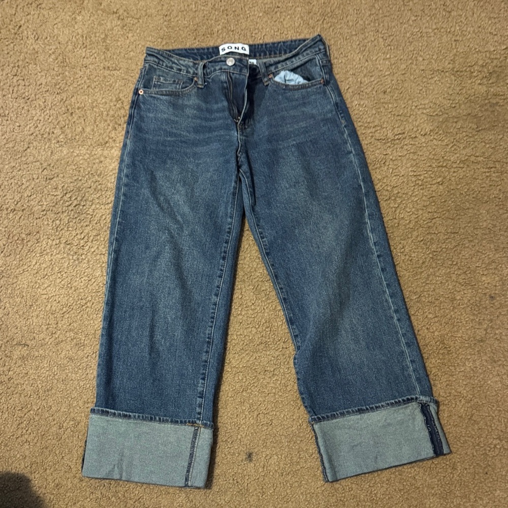 Dark Blue Cropped Women's Jeans